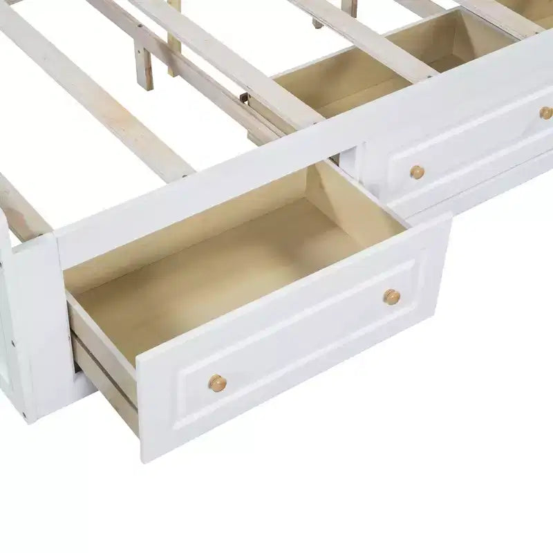Lit plateforme queen avec 6 tiroirs, expresso/gris/blanc, 1 personne
