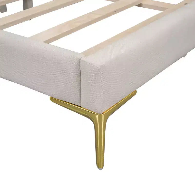 Lit de repos rembourré jumeau et double beige/gris avec tête de lit et accoudoirs, pour 1 à 2 personnes