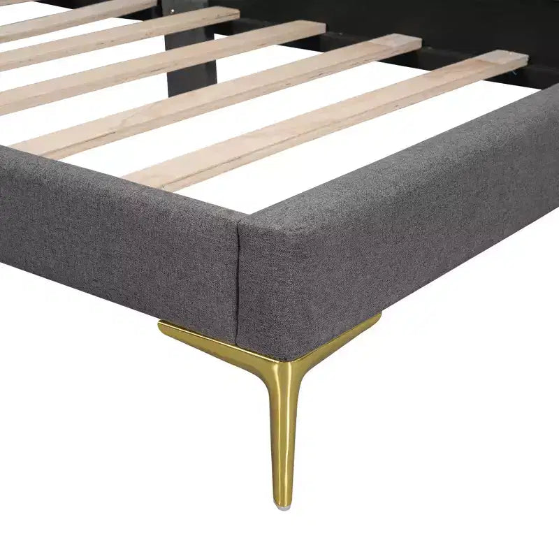 Lit de repos rembourré jumeau et double beige/gris avec tête de lit et accoudoirs, pour 1 à 2 personnes