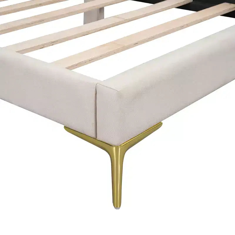 Lit de repos rembourré jumeau et double beige/gris avec tête de lit et accoudoirs, pour 1 à 2 personnes