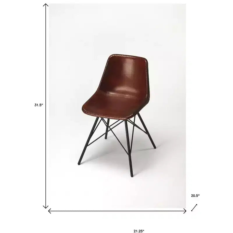 Chaise d'appoint sans accoudoirs en similicuir marron et noir, 1 place
