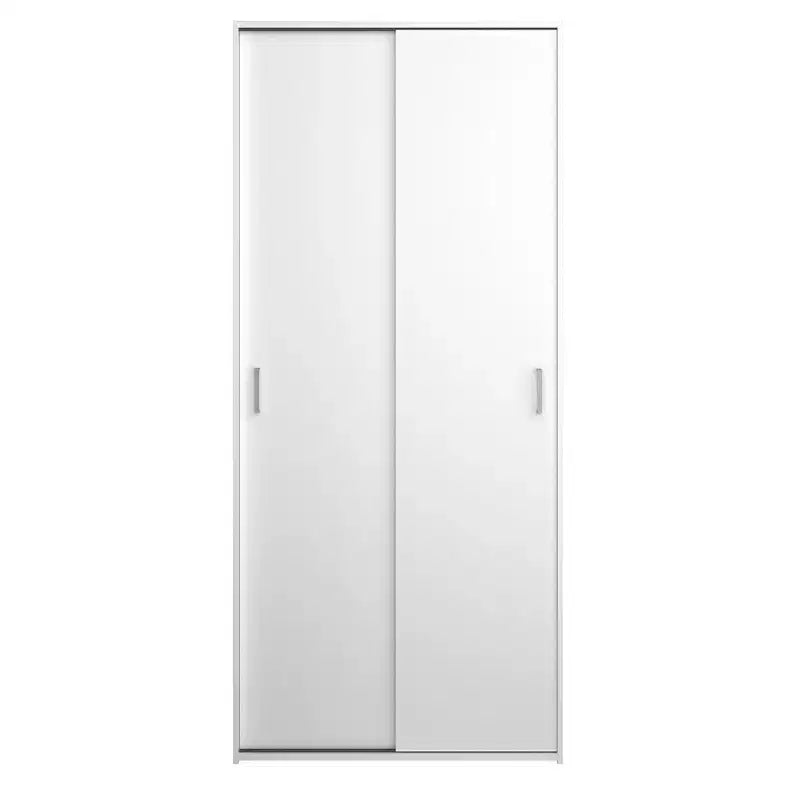 Armoire à portes coulissantes 2 battants, blanche, style contemporain, pour 2