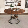 4359 Extendable Round Dining Table for 46, Kitchen Table with Storage Shelf and Metal Base for dining room-Panipeachy