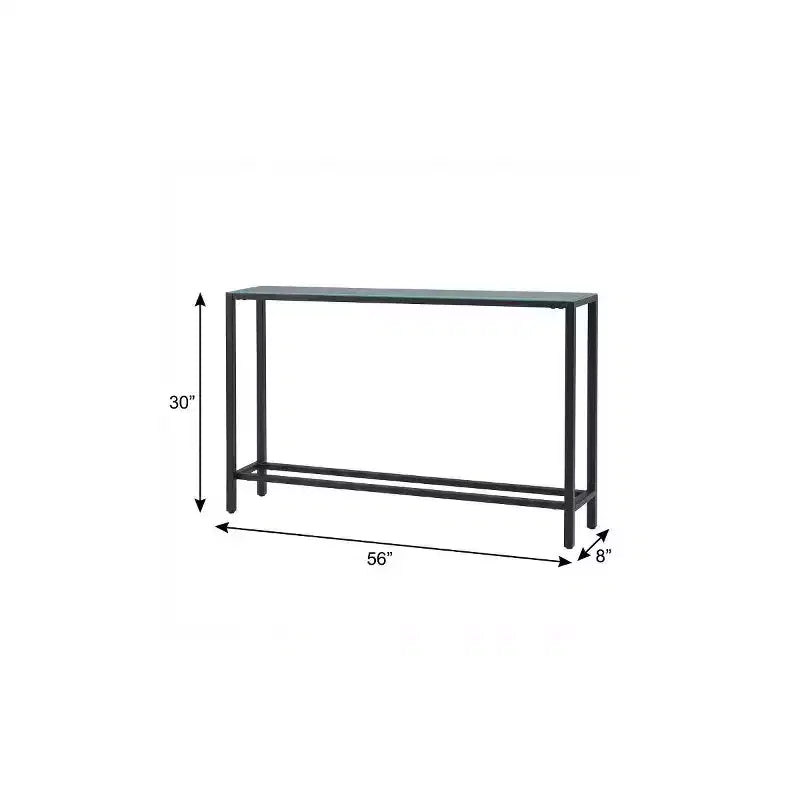 Console en verre noir miroir, rectangulaire, 1 pièce