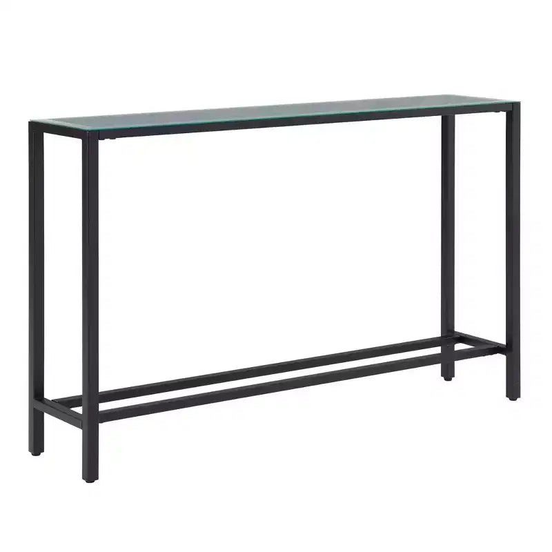 Console en verre noir miroir, rectangulaire, 1 pièce