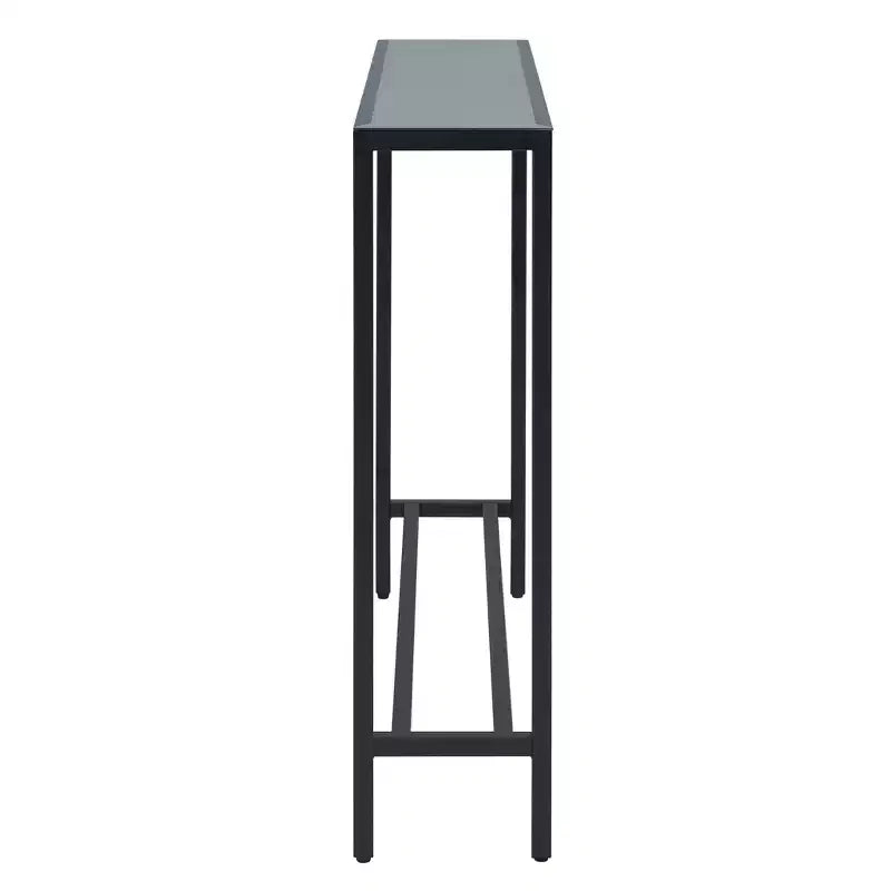 Console en verre noir miroir, rectangulaire, 1 pièce