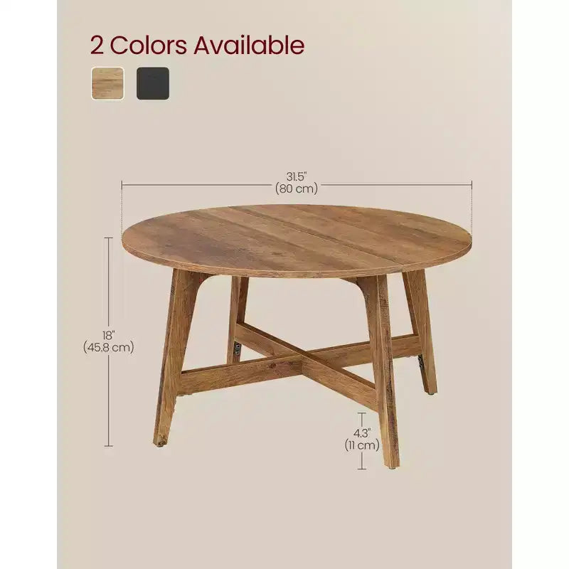 Collection VASAGLE MAEZO - Table basse ronde, Table d'appoint de 80 cm, Pieds effilés, Transitions courbées, Facile à monter