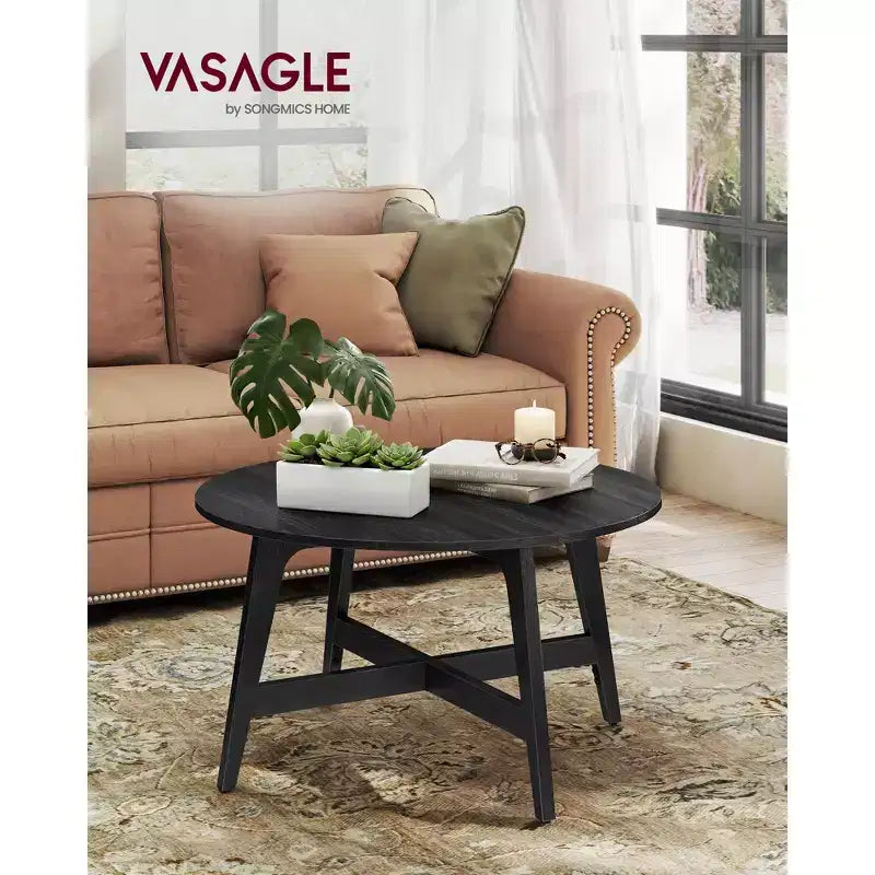 Collection VASAGLE MAEZO - Table basse ronde, Table d'appoint de 80 cm, Pieds effilés, Transitions courbées, Facile à monter