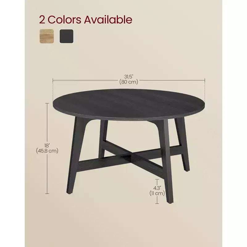Collection VASAGLE MAEZO - Table basse ronde, Table d'appoint de 80 cm, Pieds effilés, Transitions courbées, Facile à monter
