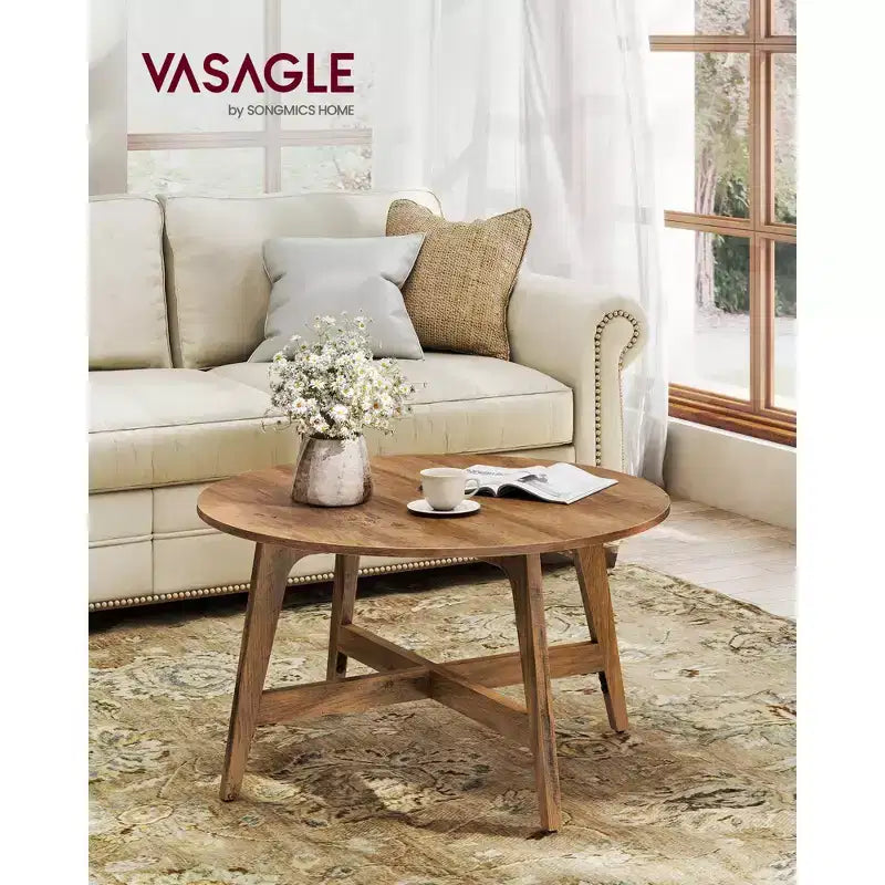 Collection VASAGLE MAEZO - Table basse ronde, Table d'appoint de 80 cm, Pieds effilés, Transitions courbées, Facile à monter