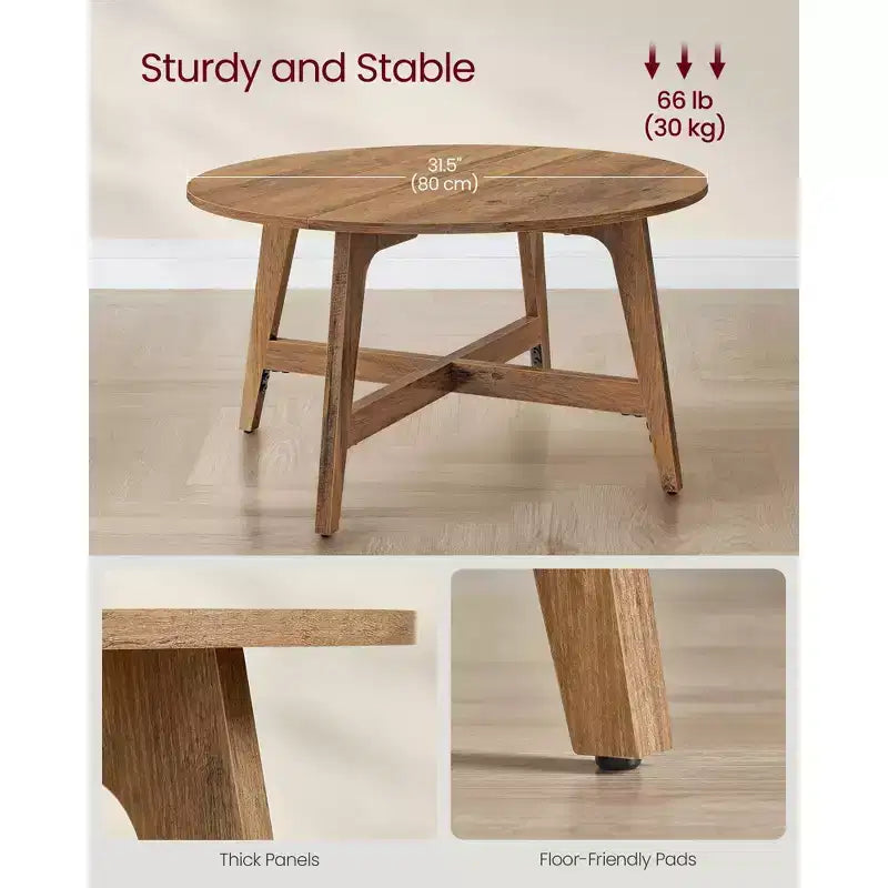 Collection VASAGLE MAEZO - Table basse ronde, Table d'appoint de 80 cm, Pieds effilés, Transitions courbées, Facile à monter