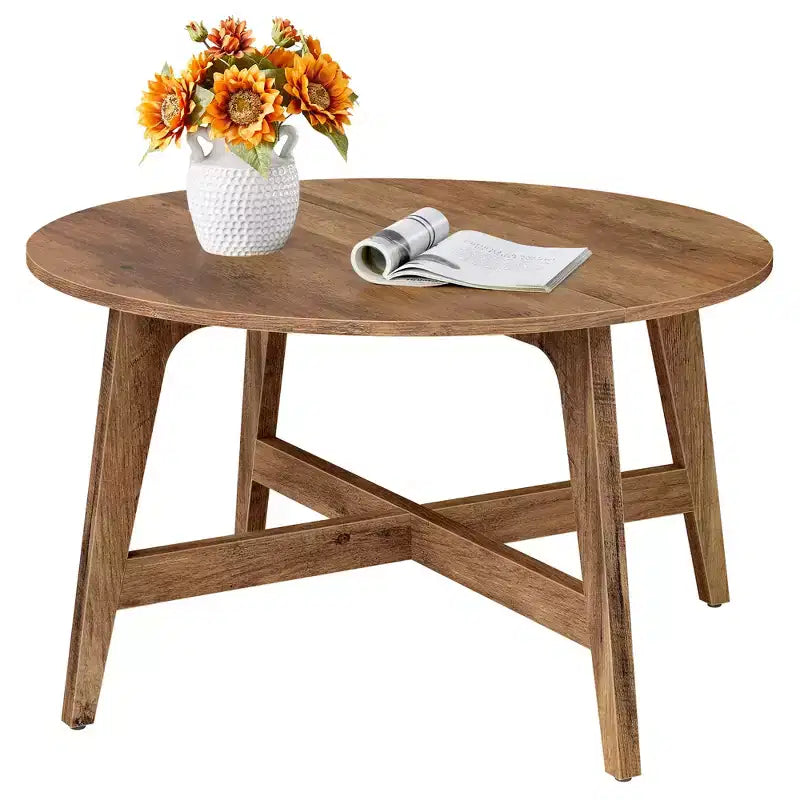 Collection VASAGLE MAEZO - Table basse ronde, Table d'appoint de 80 cm, Pieds effilés, Transitions courbées, Facile à monter