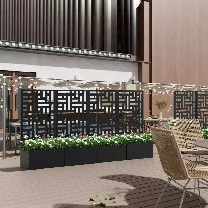 Jardinière en fer forgé noir avec treillis, style urbain, 1 personne