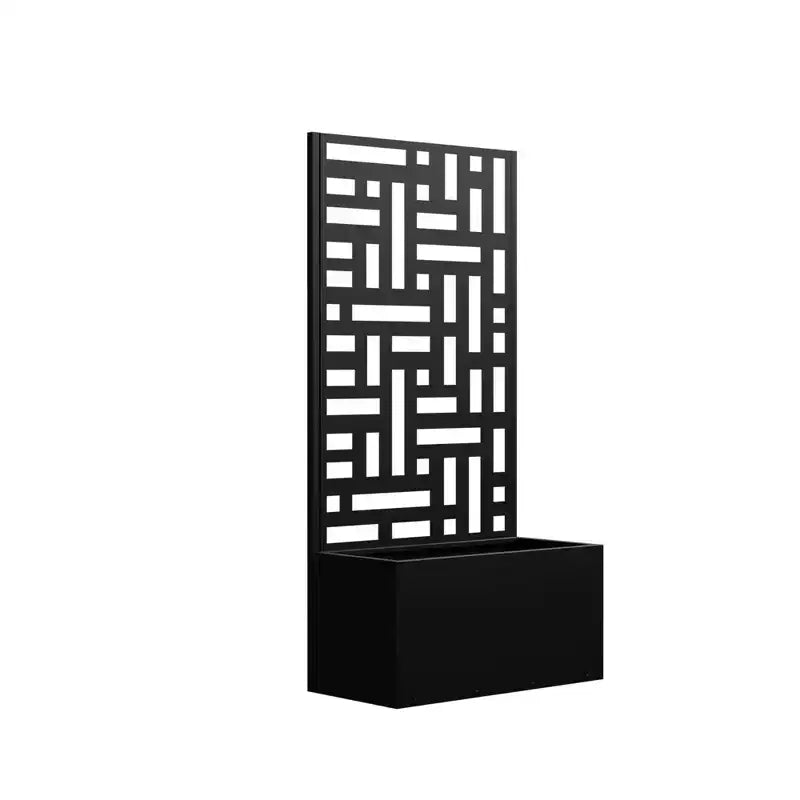 Jardinière en fer forgé noir avec treillis, style urbain, 1 personne