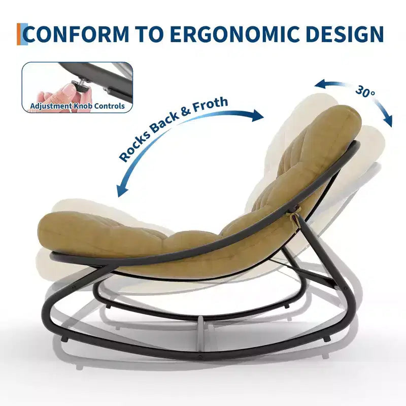 Fauteuil à bascule extérieur en métal surdimensionné, beige/marron/gris, une place, capacité de 181 kg