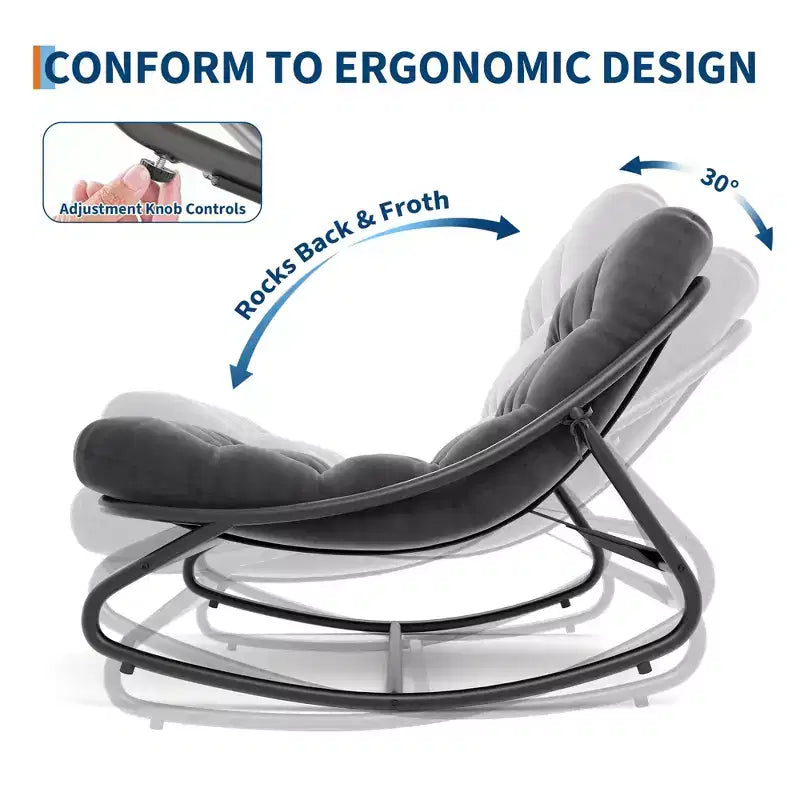 Fauteuil à bascule extérieur en métal surdimensionné, beige/marron/gris, une place, capacité de 181 kg