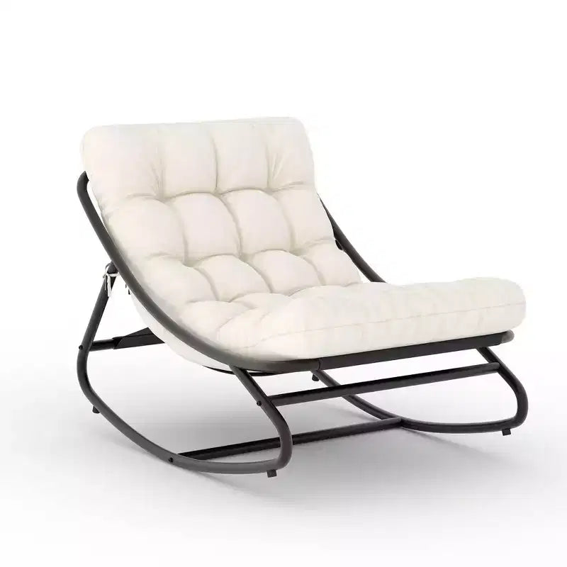 Oversized Outdoor Rocking Chair, Metal Frame, 400 LBS Capacity, Comfortable Patio Lounge Rocker, for Porch, Garden, Balcony, Living Room