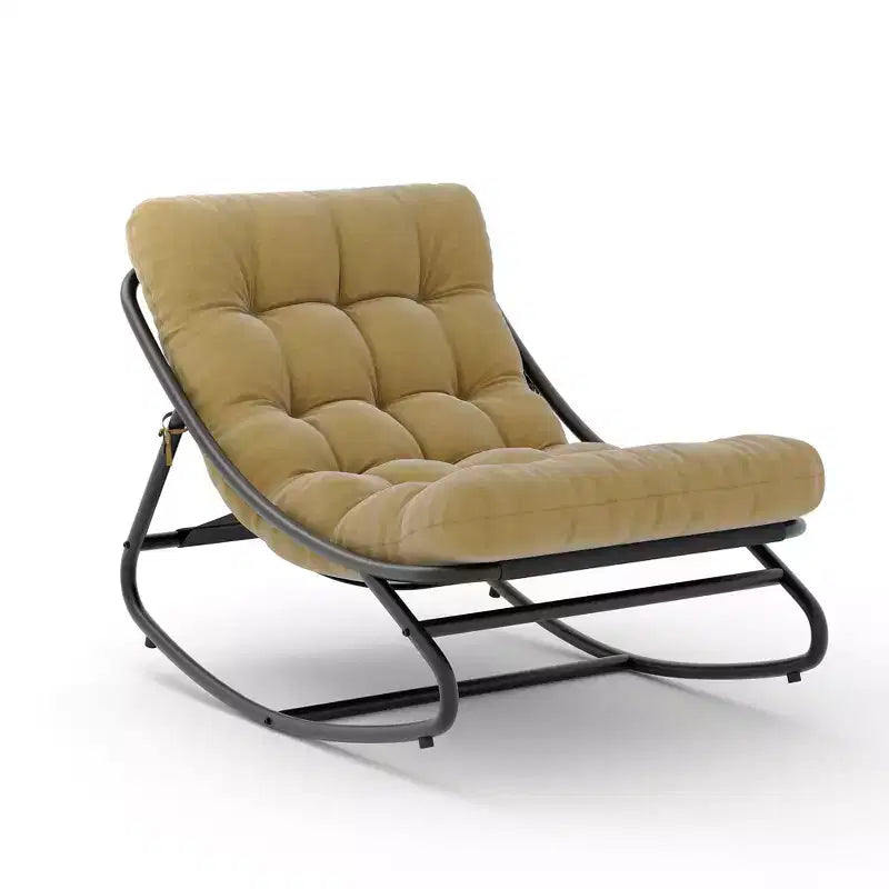 Fauteuil à bascule extérieur en métal surdimensionné, beige/marron/gris, une place, capacité de 181 kg