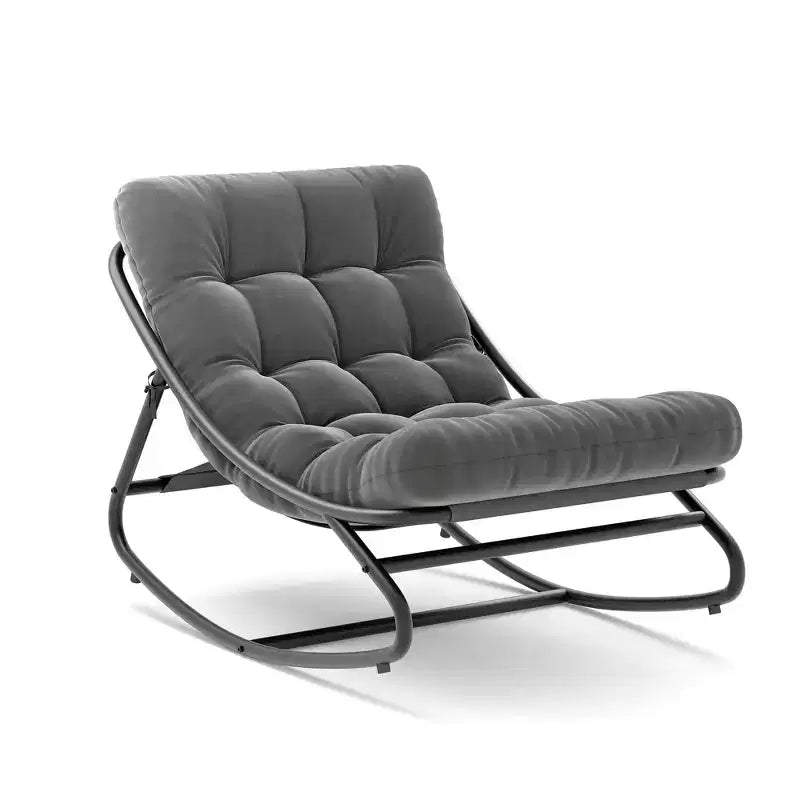 Fauteuil à bascule extérieur en métal surdimensionné, beige/marron/gris, une place, capacité de 181 kg