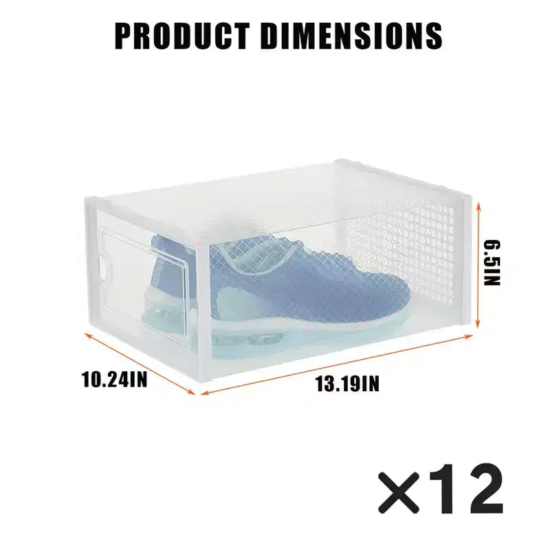 Bac de rangement empilable transparent avec couvercles, lot de 12, noir/marron/blanc, simple