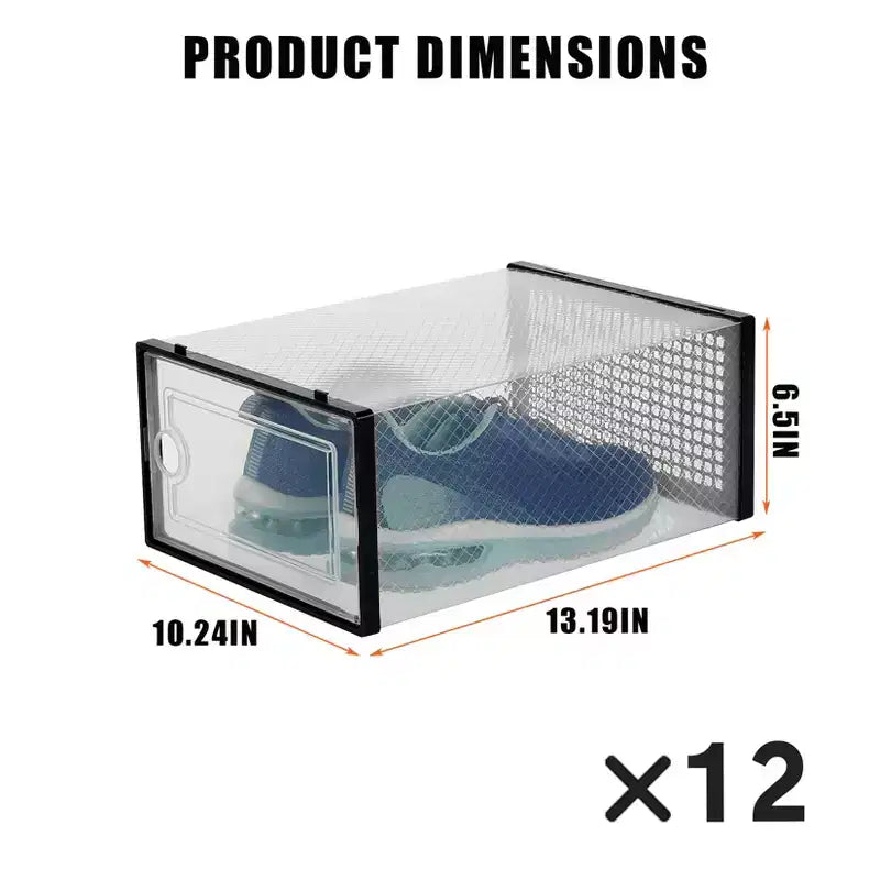 Bac de rangement empilable transparent avec couvercles, lot de 12, noir/marron/blanc, simple
