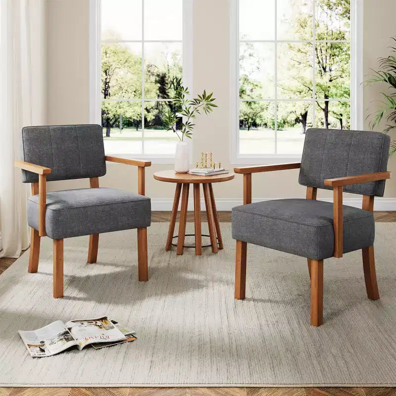 Fauteuil d'appoint en lin blanc cassé/gris foncé, style moderne du milieu du siècle, rayures verticales, une place