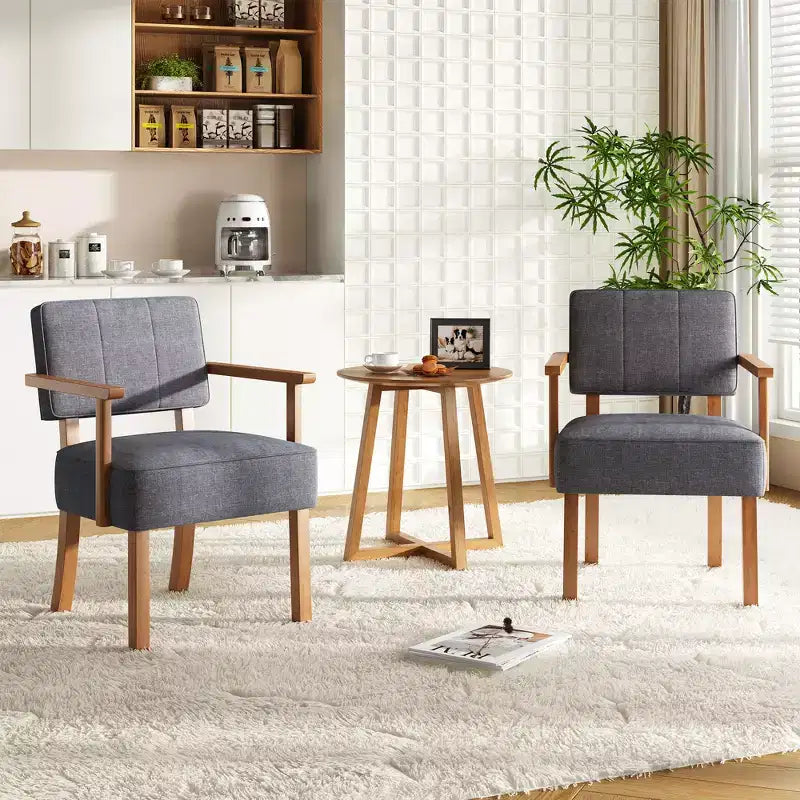 Fauteuil d'appoint en lin blanc cassé/gris foncé, style moderne du milieu du siècle, rayures verticales, une place