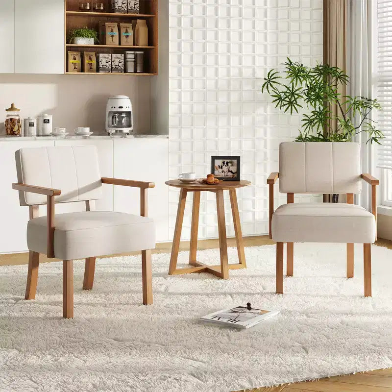 Fauteuil d'appoint en lin blanc cassé/gris foncé, style moderne du milieu du siècle, rayures verticales, une place