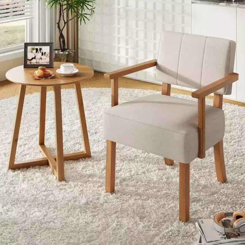 Fauteuil d'appoint en lin blanc cassé/gris foncé, style moderne du milieu du siècle, rayures verticales, une place