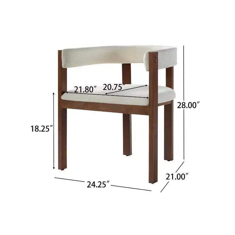 Chaises de salle à manger tapissées Noires/Beiges et Noyer/Beiges avec dossier incurvé, lot de 2