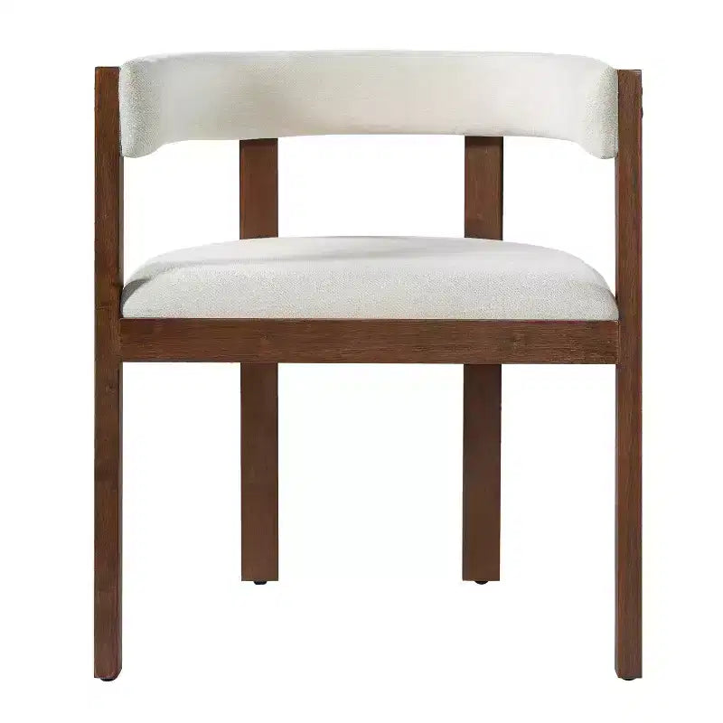 Chaises de salle à manger tapissées Noires/Beiges et Noyer/Beiges avec dossier incurvé, lot de 2