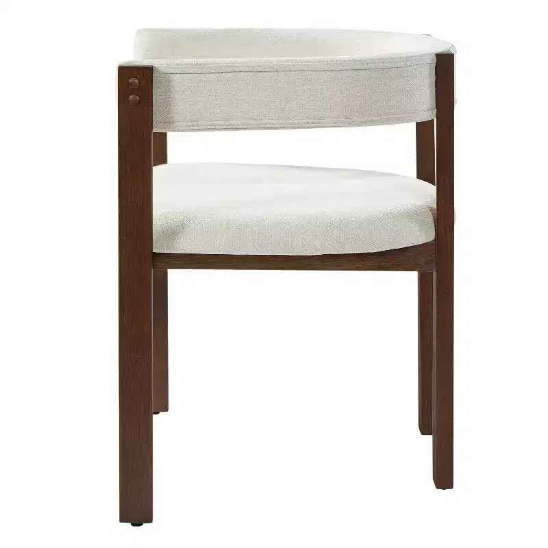 Chaises de salle à manger tapissées Noires/Beiges et Noyer/Beiges avec dossier incurvé, lot de 2