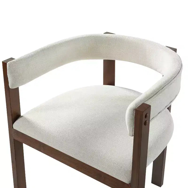 Chaises de salle à manger tapissées Noires/Beiges et Noyer/Beiges avec dossier incurvé, lot de 2