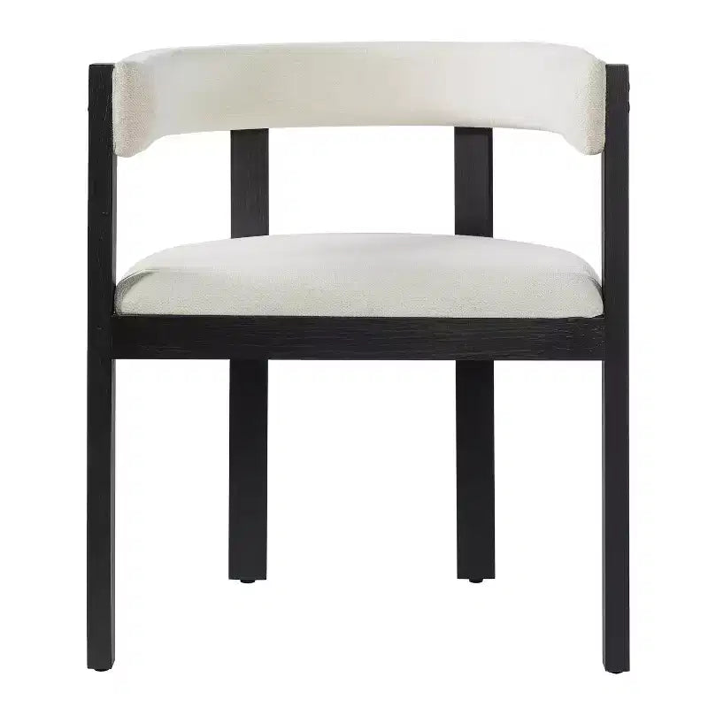 Chaises de salle à manger tapissées Noires/Beiges et Noyer/Beiges avec dossier incurvé, lot de 2