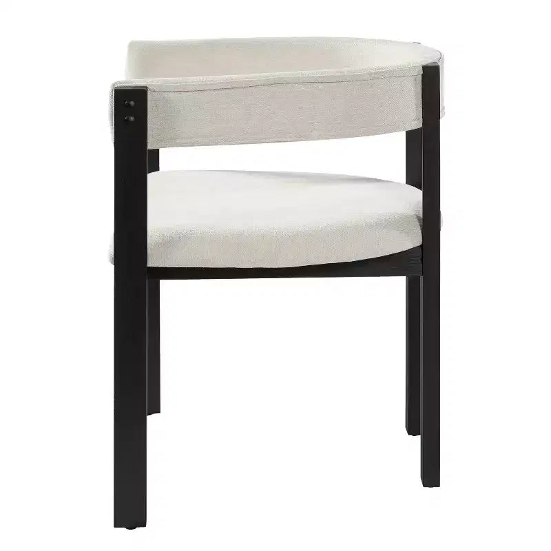 Chaises de salle à manger tapissées Noires/Beiges et Noyer/Beiges avec dossier incurvé, lot de 2