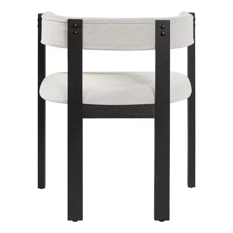 Chaises de salle à manger tapissées Noires/Beiges et Noyer/Beiges avec dossier incurvé, lot de 2