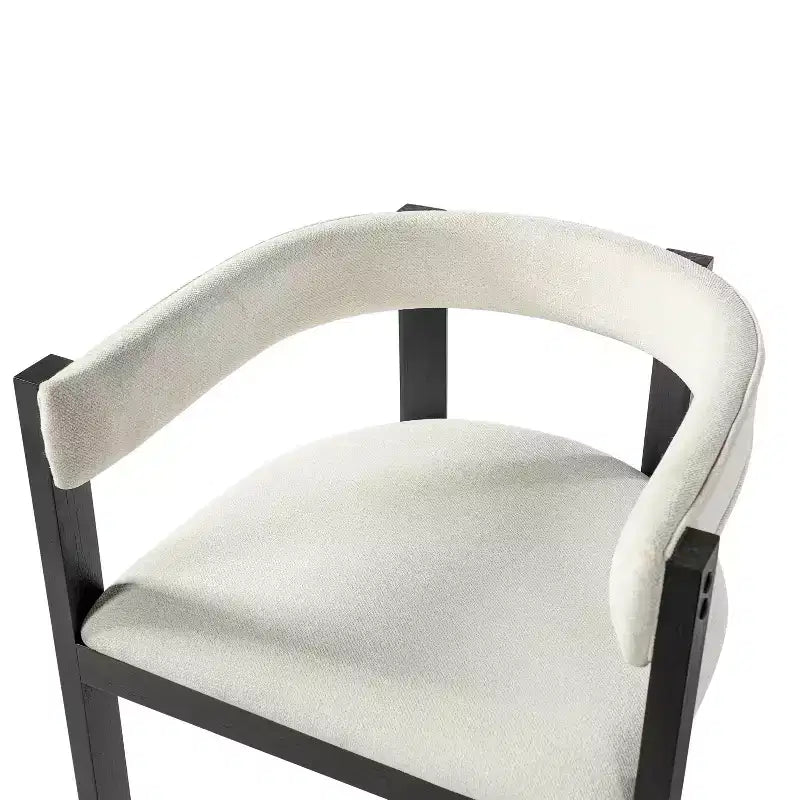 Chaises de salle à manger tapissées Noires/Beiges et Noyer/Beiges avec dossier incurvé, lot de 2