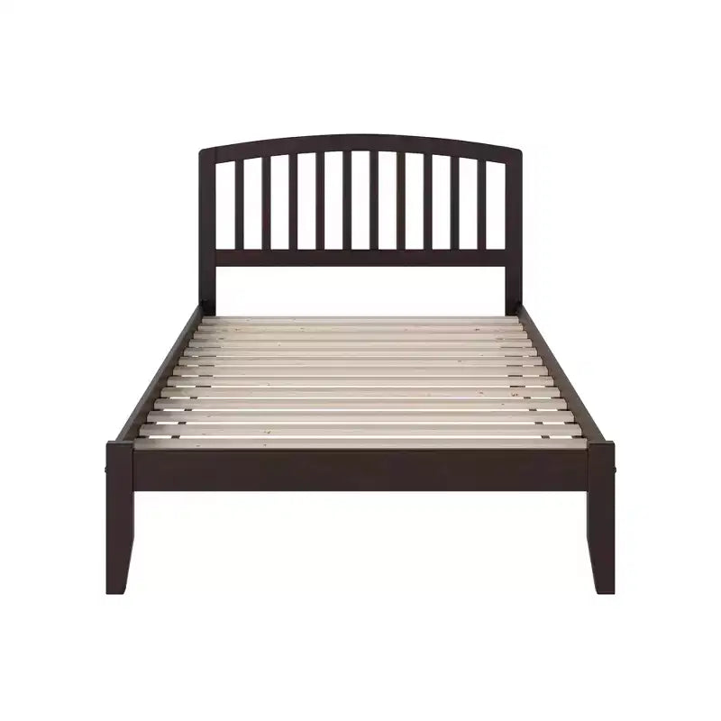 Lit plateforme en bois marron, taille double, pour 1 personne