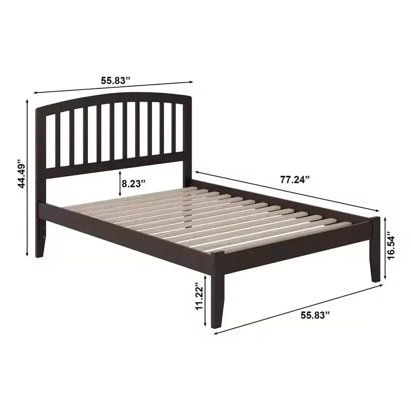 Lit plateforme en bois marron, taille double, pour 1 personne