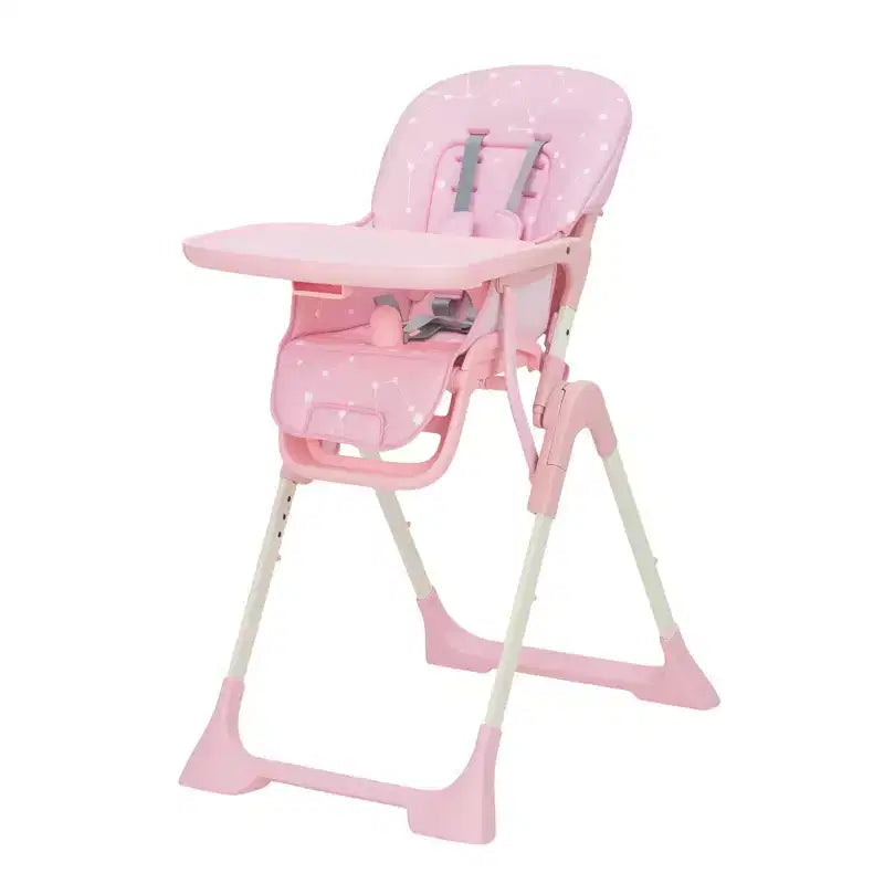 Chaise haute pliante bleue / grise / rose pour 1 – Hauteur réglable et plateau amovible