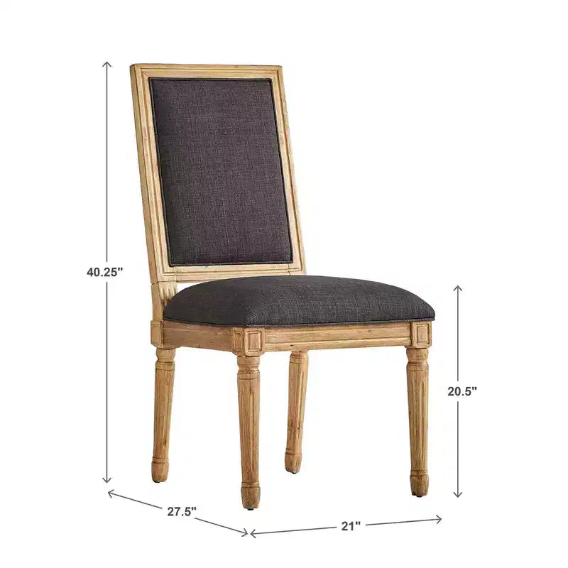 Chaise de salle à manger sans accoudoirs en lin beige/gris foncé/gris, lot de 2