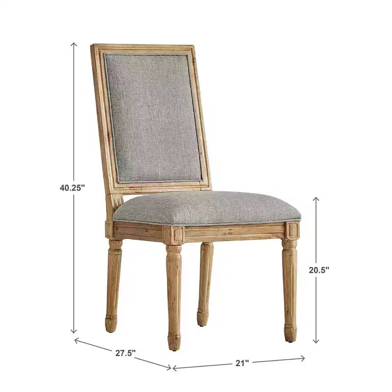 Chaise de salle à manger sans accoudoirs en lin beige/gris foncé/gris, lot de 2