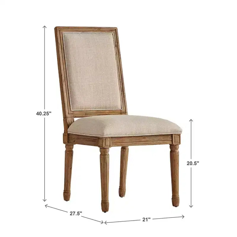 Chaise de salle à manger sans accoudoirs en lin beige/gris foncé/gris, lot de 2