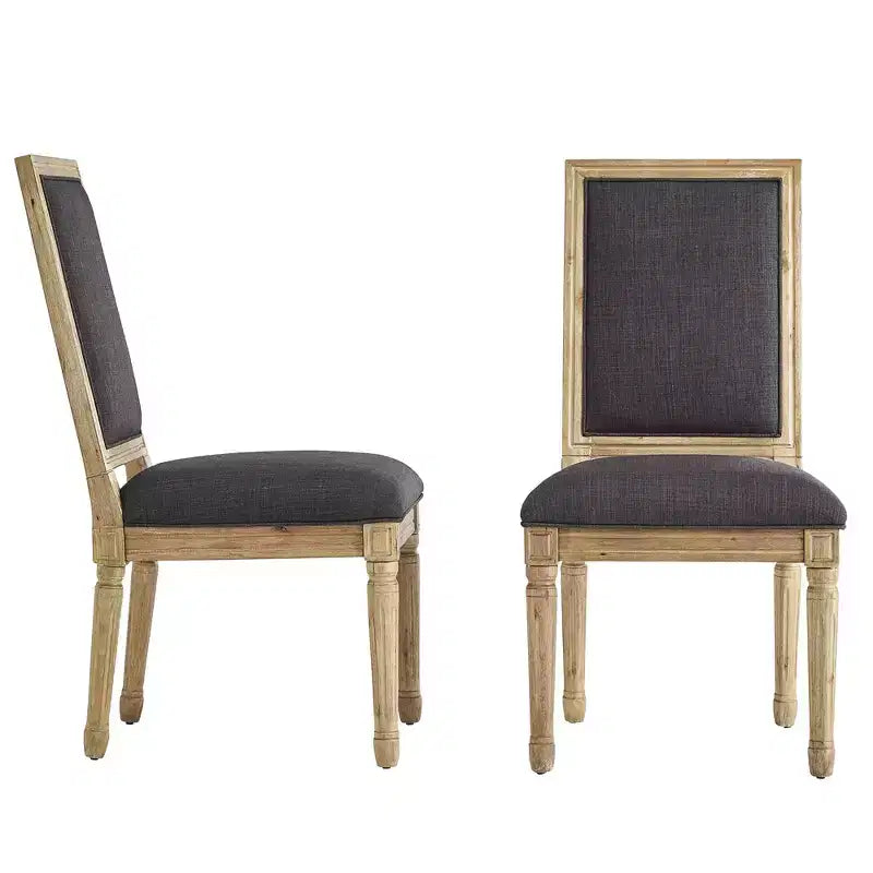 Chaise de salle à manger sans accoudoirs en lin beige/gris foncé/gris, lot de 2