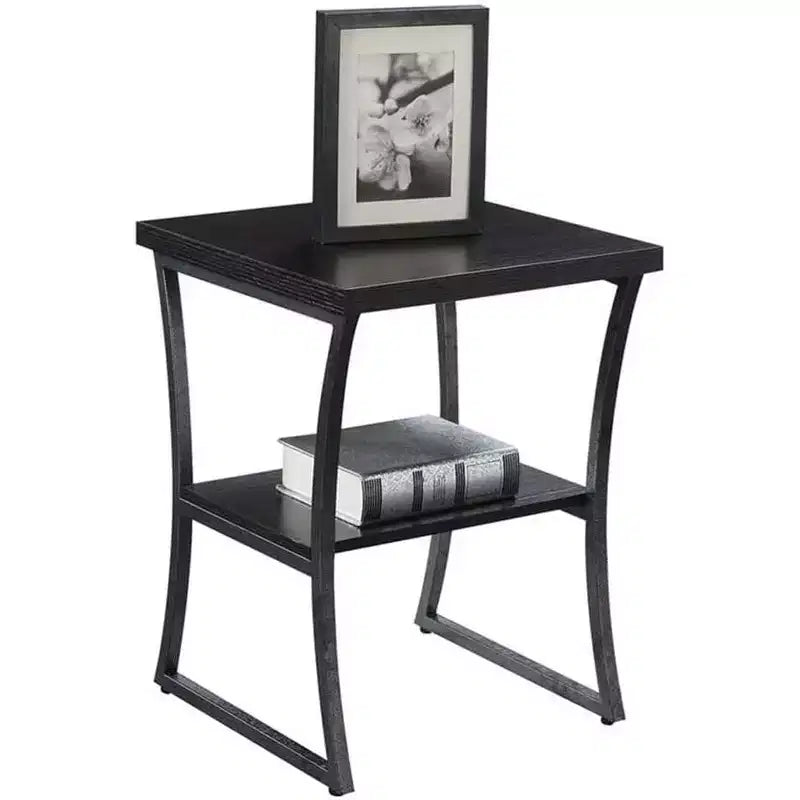 Table d'appoint ronde en métal, coloris Espresso/Gris ardoise, 1 pièce