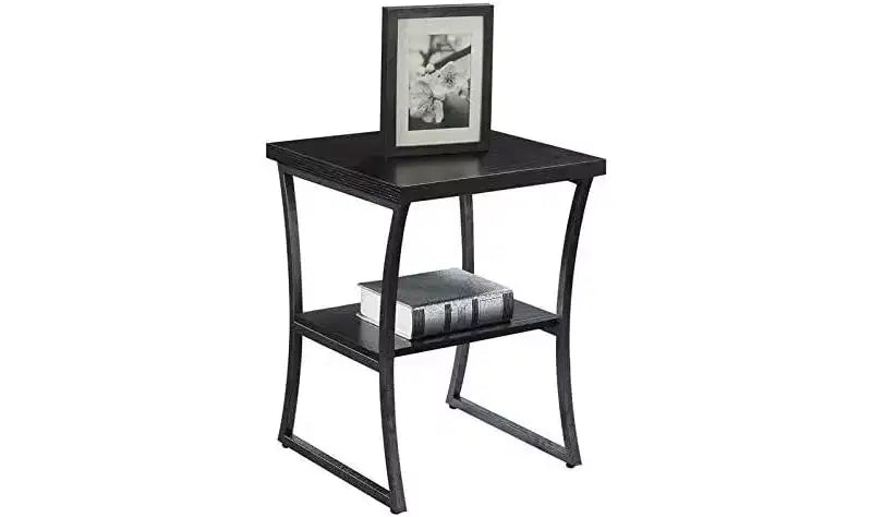 Table d'appoint ronde en métal, coloris Espresso/Gris ardoise, 1 pièce