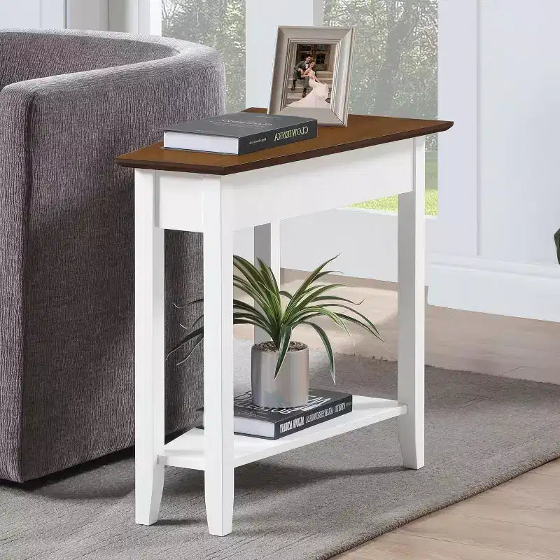 Table d'appoint ronde en bois, cerisier/bois flotté blanc, 1 pièce