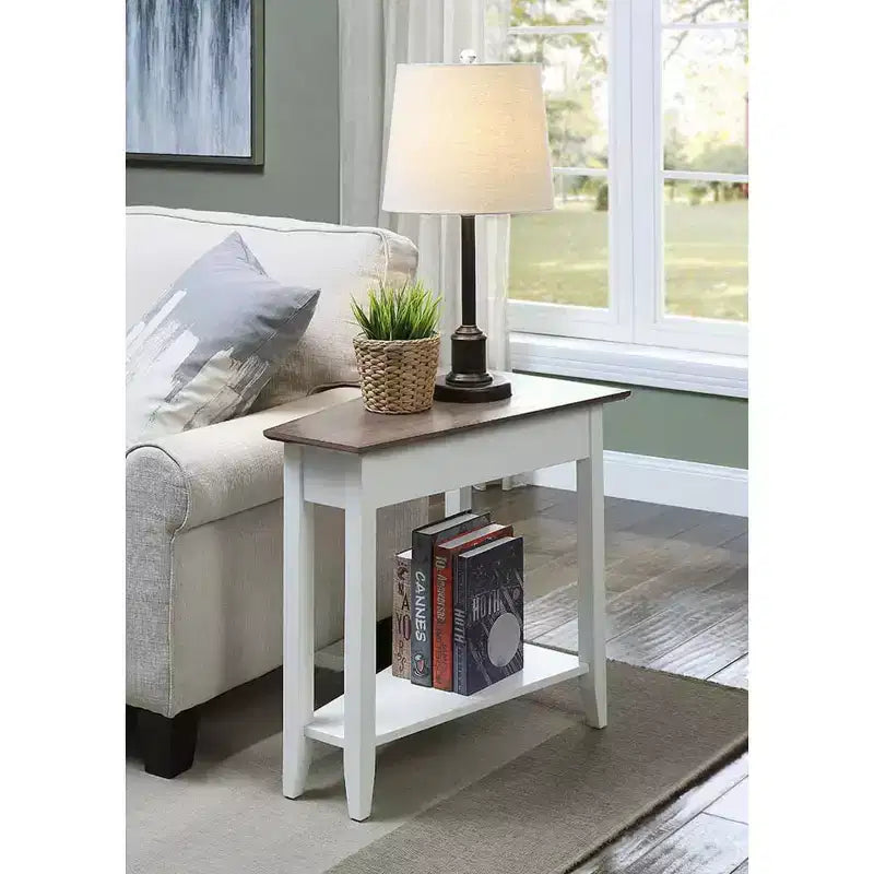 Table d'appoint ronde en bois, cerisier/bois flotté blanc, 1 pièce