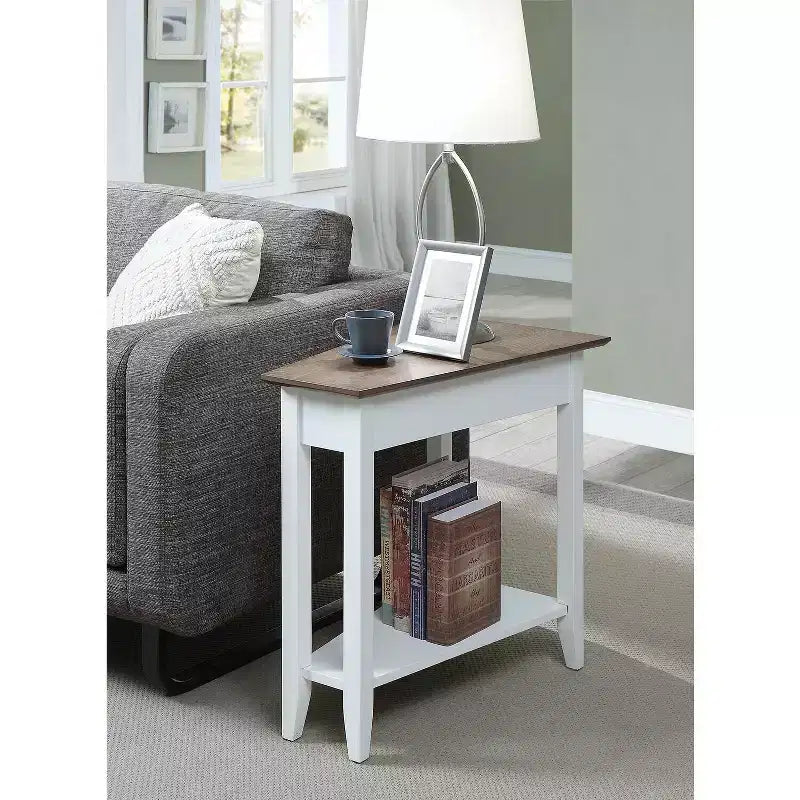 Table d'appoint ronde en bois, cerisier/bois flotté blanc, 1 pièce