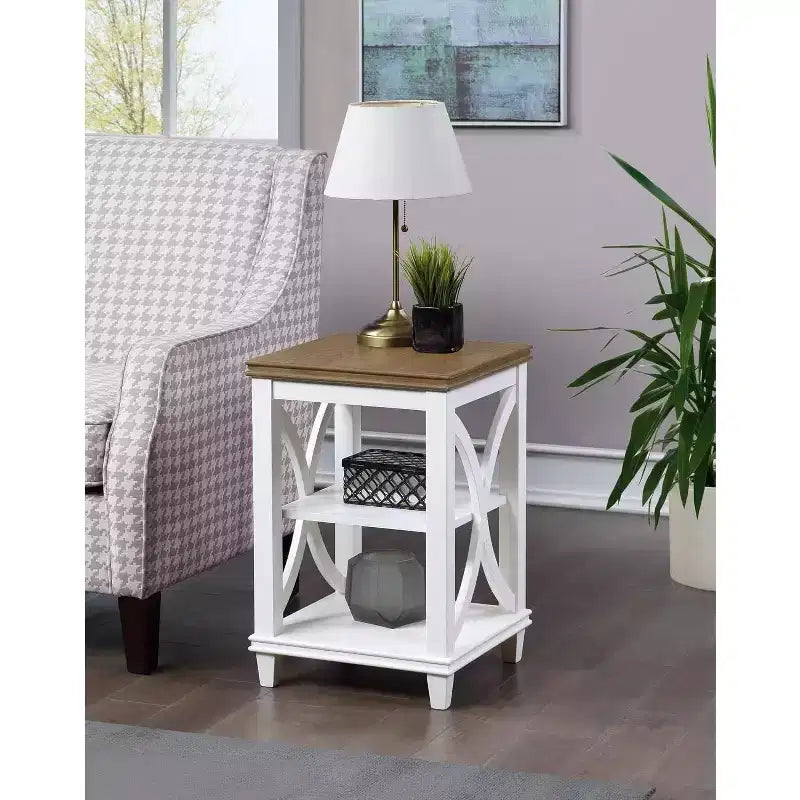 Table d'appoint rectangulaire en bois noir/blanc Driftwood, 1 pièce